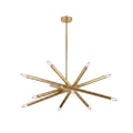 12-Light Stilnovo Chandelier – Handmade Raw Brass Ceiling Lamp in Polished Brass