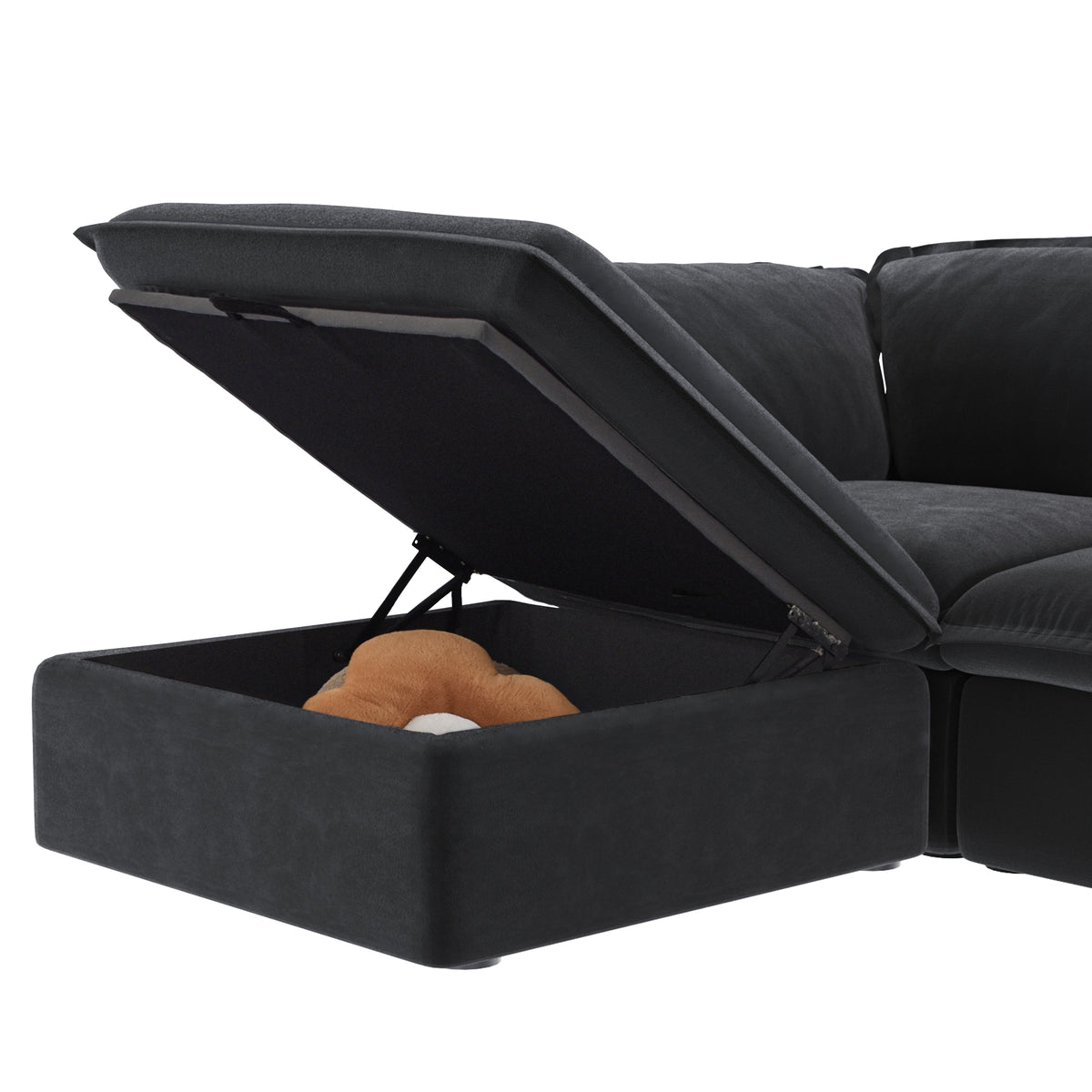Sky Classic Linen Cloud Sofa, Modular Washable 122-Inch Linen L-Shaped Sectionals 4-Seaters