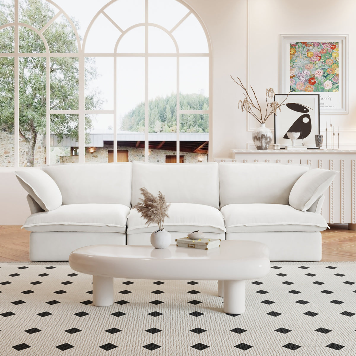 Sky Classic Linen Cloud Sofa, Linen Sectional Sofa Slipcovers - Replacement Covers Only, White