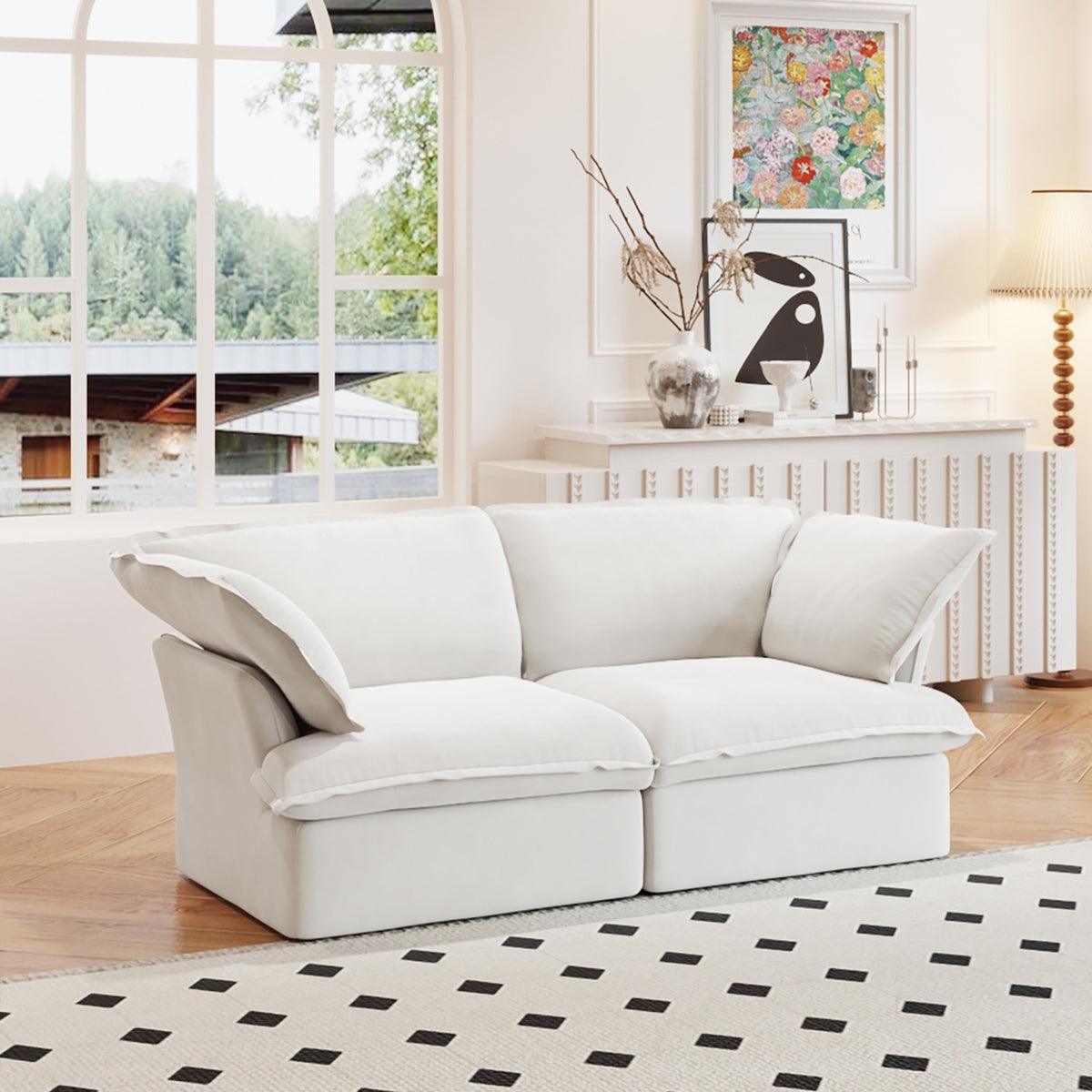 Sky Classic Linen Cloud Sofa, Linen Sectional Sofa Slipcovers - Replacement Covers Only, White