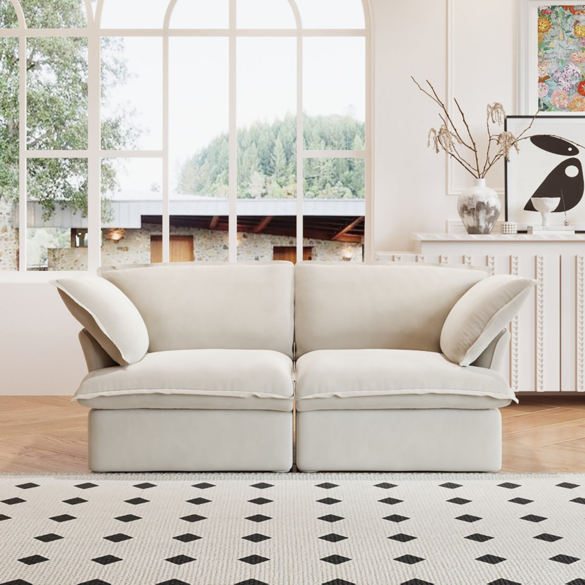 Sky Classic Linen Cloud Sofa, Linen Sectional Sofa Slipcovers - Replacement Covers Only, Beige