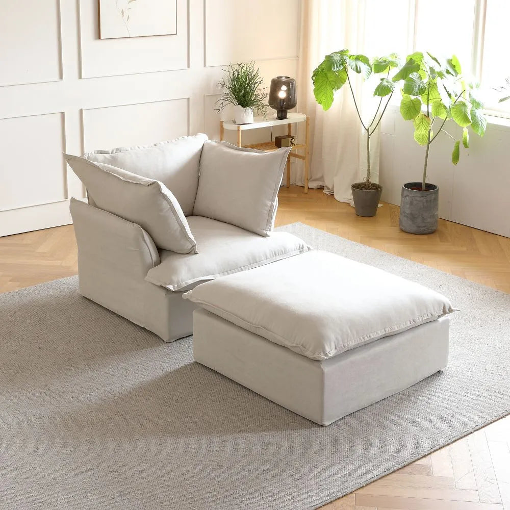 Sky Classic Linen Cloud Sofa, Linen Sectional Sofa Slipcovers - Replacement Covers Only, Beige