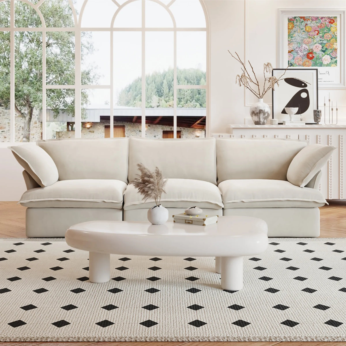 Sky Classic Linen Cloud Sofa, Linen Sectional Sofa Slipcovers - Replacement Covers Only, Beige