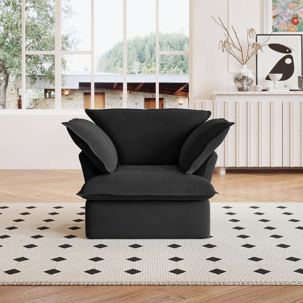 Sky Classic Linen Cloud Sofa, Linen Sectional Sofa Slipcovers - Replacement Covers Only, Black
