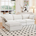 Sky Classic Linen Cloud Sofa, Modular Washable 122-Inch Linen L-Shaped Sectionals 4-Seaters