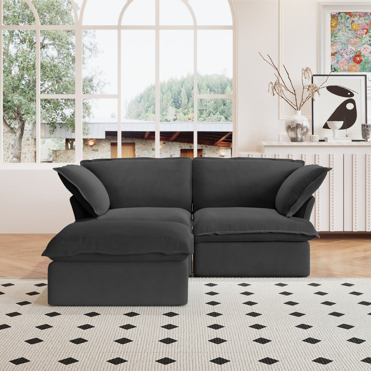 Sky Classic Linen Cloud Sofa, Linen Sectional Sofa Slipcovers - Replacement Covers Only, Black