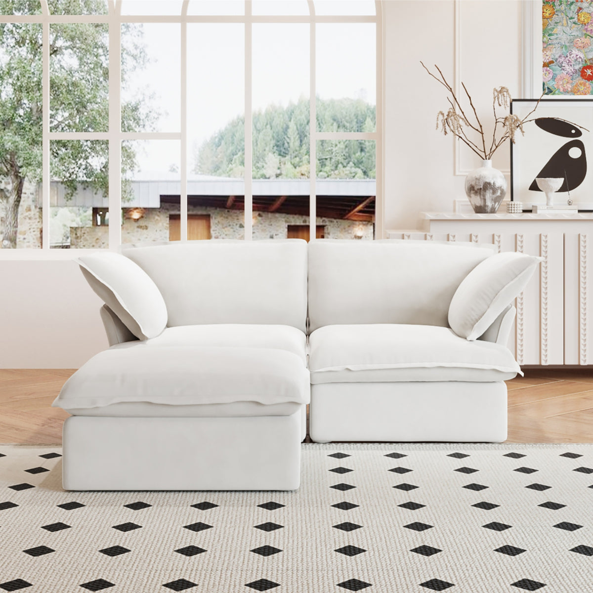 Sky Classic Linen Cloud Sofa, Linen Sectional Sofa Slipcovers - Replacement Covers Only, White