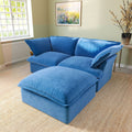 Sky Classic Velvet Cloud Sofa, Replaceable Cover 83-Inch Velvet L-Shaped Sectionals 3-Seaters