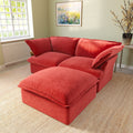 Sky Classic Velvet Cloud Sofa, Replaceable Cover 83-Inch Velvet L-Shaped Sectionals 3-Seaters, Red