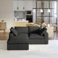 Sky Cloud Sectional Sofa, Pet-Friendly Cover 80-Inch Linen L-Shaped Sectionals 3-Seaters, Black