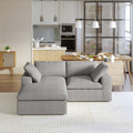 Sky Cloud Sectional Sofa, Pet-Friendly Cover 80-Inch Linen L-Shaped Sectionals 3-Seaters, Grey
