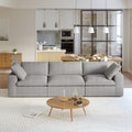 Sky Cloud Sectional Sofa, Pet-Friendly Cover 120-Inch Linen Sleepers 3-Seaters, Grey