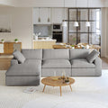 Sky Cloud Sectional Sofa, Washable Cover 120-Inch Linen L-Shaped Sectionals 4-Seaters