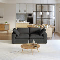 Sky Cloud Sectional Sofa, Modular Washable 80-Inch Linen Loveseats 2-Seaters, Black