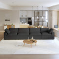 Sky Cloud Sectional Sofa, Replaceable Cover 160-Inch Linen Sleepers 4-Seaters, Black