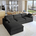 Sky Cloud Sectional Sofa, Washable Cover 120-Inch Linen L-Shaped Sectionals 4-Seaters