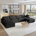 Sky Cloud Sectional Sofa, Pet-Friendly Cover 160-Inch Linen U-Shaped Sectionals 6-Seaters
