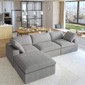 Sky Cloud Sectional Sofa, Washable Cover 120-Inch Linen L-Shaped Sectionals 4-Seaters