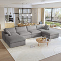 Sky Cloud Sectional Sofa, Pet-Friendly Cover 160-Inch Linen U-Shaped Sectionals 6-Seaters
