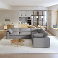 Sky Cloud Sectional Sofa, Washable Cover 120-Inch Linen Corner Sectionals 5-Seaters, Grey