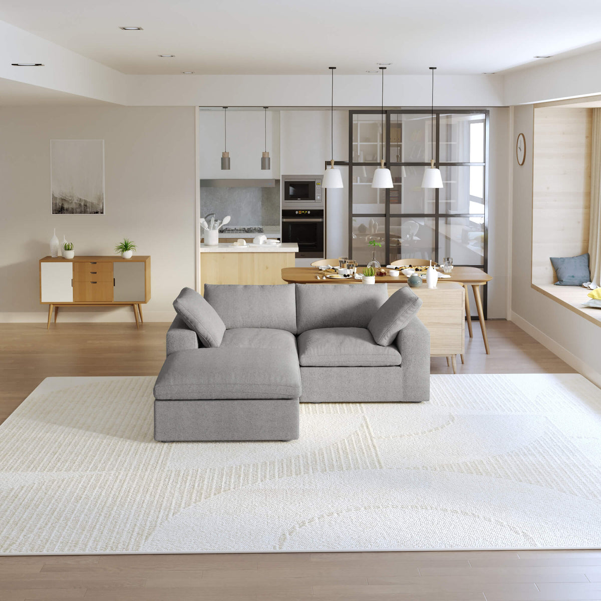 Sky Cloud Sectional Sofa, Modular Washable 40-Inch Linen Ottomans 1-Seaters