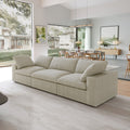 Sky Cloud Sectional Sofa, Pet-Friendly Cover 120-Inch Linen Sleepers 3-Seaters