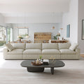 Sky Cloud Sectional Sofa, Replaceable Cover 160-Inch Linen Sleepers 4-Seaters, Khaki