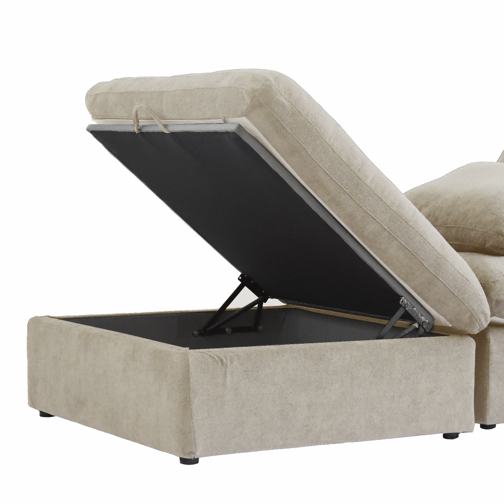 Sky Cloud Sectional Sofa, Pet-Friendly Cover 80-Inch Linen L-Shaped Sectionals 3-Seaters