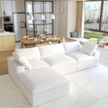 Sky Cloud Sectional Sofa, Washable Cover 120-Inch Linen L-Shaped Sectionals 4-Seaters