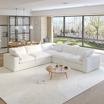 Sky Cloud Sectional Sofa, Linen Slipcovers - Replacement Covers Only, White