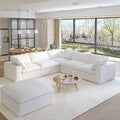 Sky Cloud Sectional Sofa, Replaceable Cover 120-Inch Linen Corner Sectionals 5-Seaters