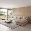 Sky Cloud Slope Sectional Sofa, Pet-Friendly Linen L-Shaped Sectional 5-Seater, Khaki