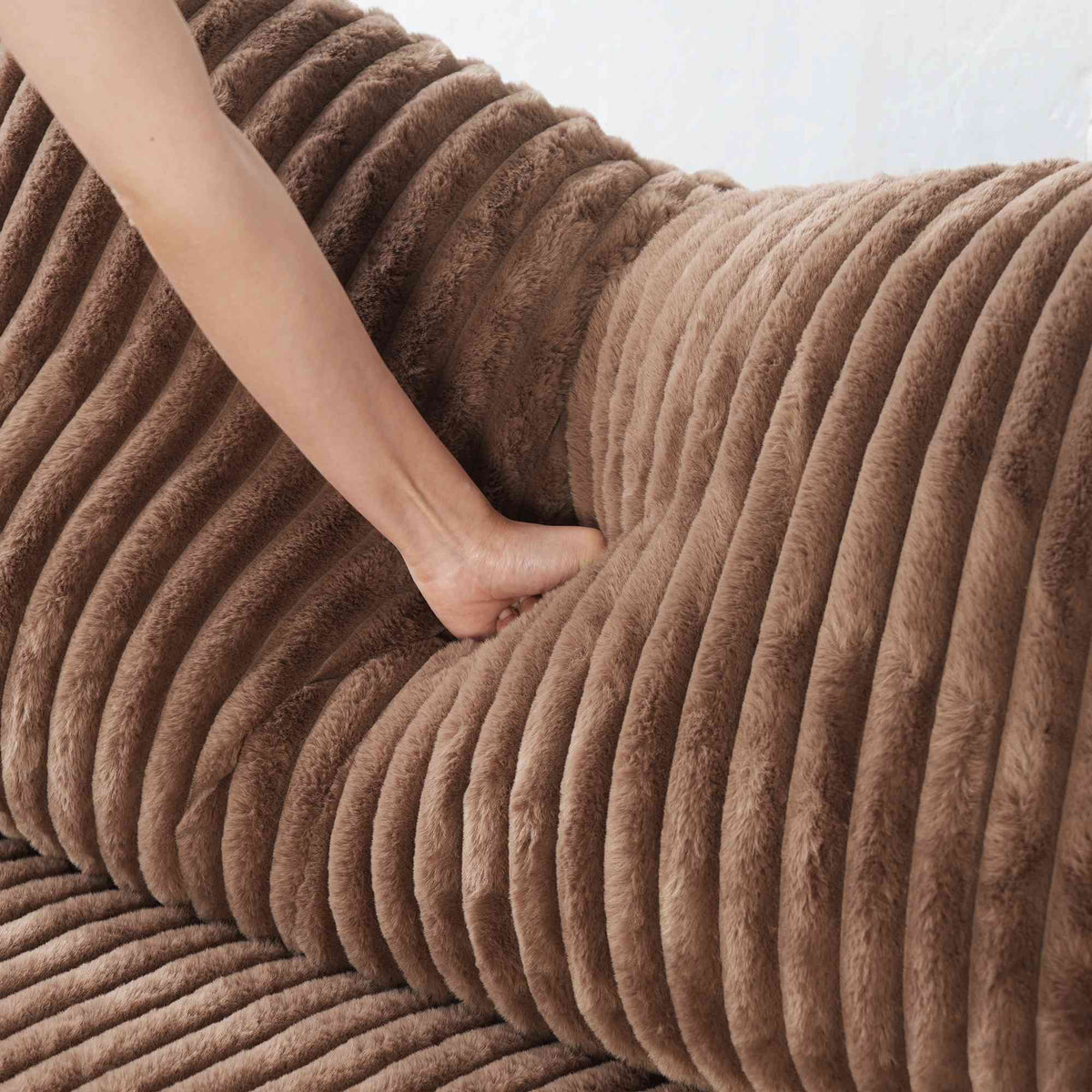 Sky Cloud Pro Sectional Sofa, Plush Comfort Plush Fabric Loveseats 2-Seaters, Brown