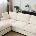 Sky Modular Track Arm Sectional Cloud Sofa, Loveseat Sofa Chaise Chenille and Linen Washable Sofa, Beige