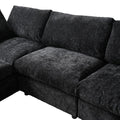 Sky Modular Track Arm Sectional Cloud Sofa, Loveseat Sofa Chaise Chenille and Linen Washable Sofa, Black