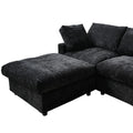 Sky Modular Track Arm Sectional Cloud Sofa, Skin-Friendly Washable Deep Seat V-Shaped Corner Sectional Sofa, Black