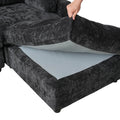 Sky Modular Track Arm Sectional Cloud Sofa, Loveseat Sofa Chaise Chenille and Linen Washable Sofa, Black