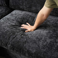 Sky Modular Track Arm Sectional Cloud Sofa, Skin-Friendly Washable Deep Seat V-Shaped Corner Sectional Sofa, Black