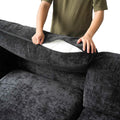 Sky Modular Track Arm Sectional Cloud Sofa, Loveseat Sofa Chaise Chenille and Linen Washable Sofa, Black