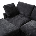 Sky Modular Track Arm Sectional Cloud Sofa, Skin-Friendly Washable Deep Seat V-Shaped Corner Sectional Sofa, Black