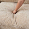 Sky Modular Track Arm Sectional Cloud Sofa, Loveseat Sofa Chaise Chenille and Linen Washable Sofa, Khaki