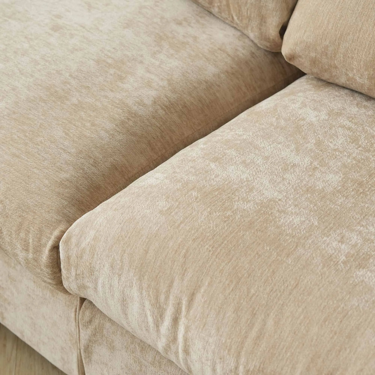 Sky Modular Track Arm Sectional Cloud Sofa, Skin-Friendly Washable Deep Seat V-Shaped Corner Sectional Sofa, Khaki