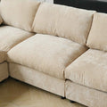 Sky Modular Track Arm Sectional Cloud Sofa, Loveseat Sofa Chaise Chenille and Linen Washable Sofa, Khaki