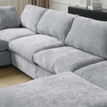 Sky Modular Track Arm Sectional Cloud Sofa, Loveseat Sofa Chaise Chenille and Linen Washable Sofa, Light Grey