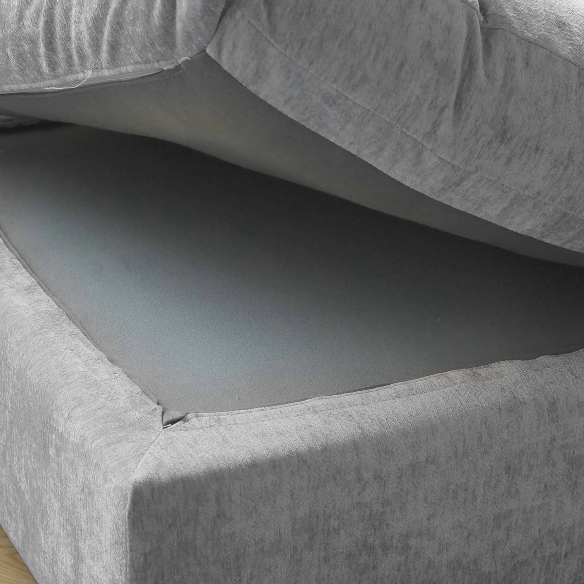 Sky Modular Track Arm Sectional Cloud Sofa, Loveseat Sofa Chaise Chenille and Linen Washable Sofa, Light Grey