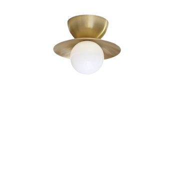 Mid-Century Double Flush Mount Brass Ceiling Lamp – 1950s Italian Style