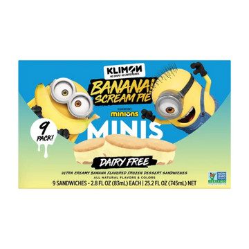 Klimon Banana Scream Pie Frozen Dairy Free Sandwich, 2.8 fl oz,9-count
