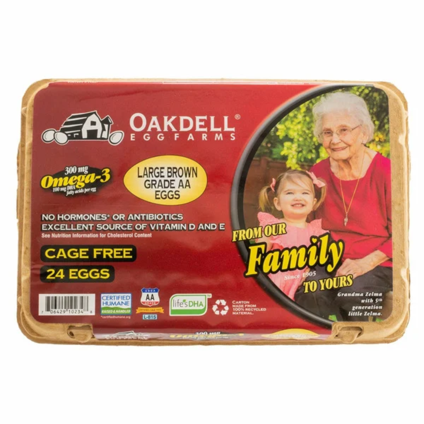 Oakdell Grade AA Cage Free Large Brown Eggs, 24-count