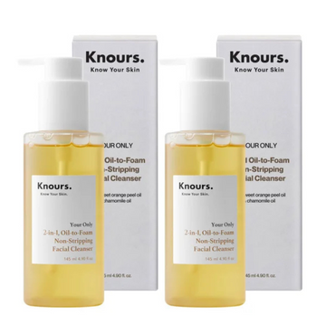Knours Your Only 2-in-1, Oil-to-Foam Non-Stripping Facial Cleanser, 4.9 fl oz, 2-pack