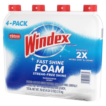 Windex Foam Glass Cleaner, 19 oz, 4-count